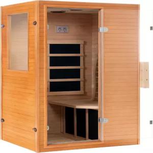 리얼 릴렉스 적외선 홈 사우나 룸 1인용 컴팩트 헴록 나무 950W 로우 EMF 6 난방 플레이트 가정용 FAR 실내