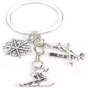 여성 스노우 러버를 위한 스노우플레이크 참 겨울 스포츠 액세서리가 포함된 SHTALHST 스키 열쇠고리