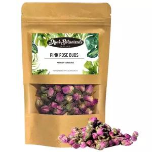 식용 핑크 로즈 버즈 100+인분 1.41온스 100 천연 칵테일 가니쉬 베이킹 케이크 장식 비누 만들기 차 주입