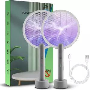 가정 실내 침실용 3단 안전망을 갖춘 전기 플라이 스웨터 라켓 모실러 4000V 2in 1 버그 재퍼 강력한 모기