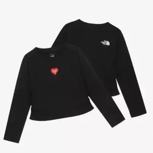 [매장판] 노스페이스 키즈 여아 크롭 티셔츠 롱슬리브 앨리슨 티 캐주얼 코디 블랙 NT7T