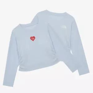 [매장판] 노스페이스 키즈 여아 크롭 티셔츠 앨리슨 롱슬리브 티 데일리 코디 스카이 블루 NT7T