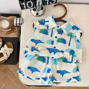 여름상하복 블루하와이 민소매 남방 반바지 아동 상하세트 205381