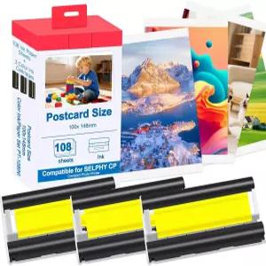 캐논 셀피 CP910/CP820/CP1200/CP1300/CP1500 포토 프린터 KP108/RP108 카트리지 리필 및 용지 세트 염료