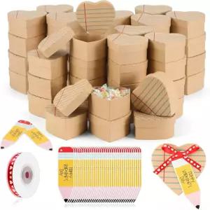 치버션 24 세트 발렌타인데이 교사 선물 인사말 카드가 포함된 대량 종이 하트 모양 라인 마체 상자 및