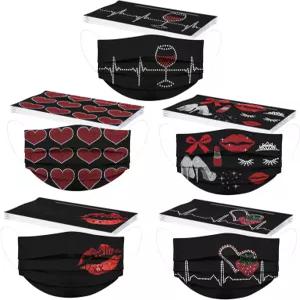 50Pc 여성 일회용 발렌타인 마스크 그래픽 홀리데이 퀸 오브 하트 커플 파티 러브 2024