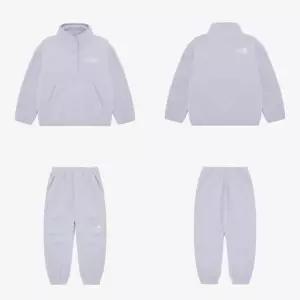 [매장판] 노스페이스 키즈 반집업 맨투맨 바지 세트 파인콘 플리스 셋업 코디 라일락 NT7T