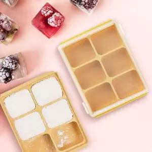 [오너클랜]실리콘그릇 이유식큐브6구 소분용기 보관 준비물 2P 실리콘얼음틀