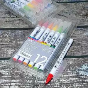[셀러에이드]리얼브러쉬 12색 캘리그라피 수채화 붓 세트 물감 붓 클린컬러