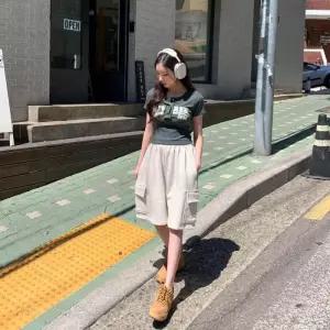 여성 여름 쿨 와이드핏 밴딩 카고 숏팬츠