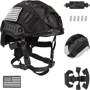 에어소프트 코스프레 밀리터리 기어를 위한 카운터웨이트 파우치 및 커버가 있는 조절 가능한 전술 헬멧