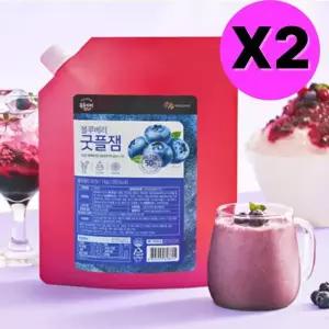복음자리 블루베리 굿플잼 대용량 1kg X 2개 과일잼