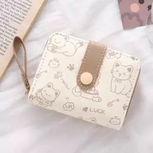 대용량 여자 귀여운 고양이 반지갑 지퍼형 동전지갑