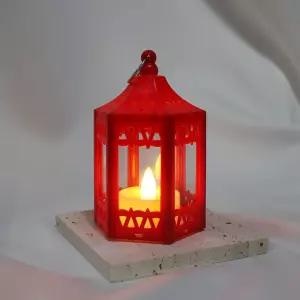 -레드 편안 홈인테리어 쉬운 전지 케이스 카페 정원 캔들케이스 간편 랜턴 접지