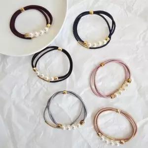 [옷자락]여자 베이직 진주 포인트 기본 6컬러 머리끈