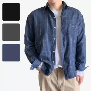 남성셔츠 캐주얼남방 체크무늬 긴팔 와이셔츠