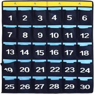 휴대폰 계산기 홀더 블루30 포켓를 위한 문 걸이식 교실 정리함 위의 애니저 번호 차트