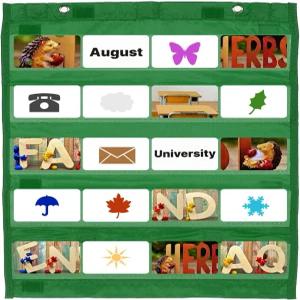 파티킬 마그네틱 포켓 차트 소형 미니 양면 교실 정리함 벽걸이형 용품 그린