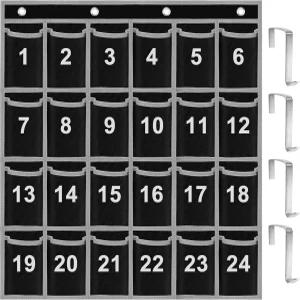 ZKU 번호가 매겨진 교실용 잡화 옷장 포켓 차트 휴대폰 계산기 홀더 문고리 4개가 달린 벽걸이 정리함24개