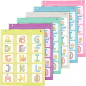 Qilery 6개 교실 마그네틱 포켓 차트 사각형 교사용 소형 미니 정리기 홈스쿨 일정 활동을 위한 학교 자료