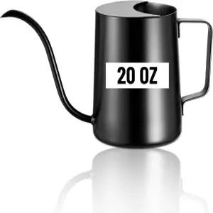 리즐루즈 20온스/600ml 워터링 캔 실내 식물 긴 스파우트가 있는 스테인리스 스틸 캔블랙