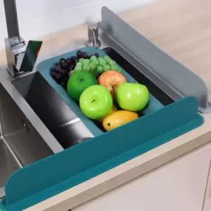 부엌 실리콘 물막이 싱크대 물튀김방지 탈부착물막이 그린