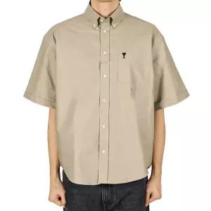 아미 26SS 남성 하트로고 옥스포드 반팔셔츠 토프베이지 HSH823 CO0210 A036