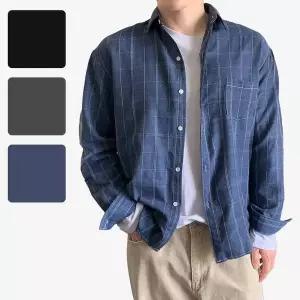 [셀러에이드]남성셔츠 캐주얼남방 체크무늬 긴팔 와이셔츠