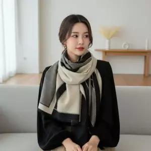 클래식 체크 롱 머플러 여성 겨울 목도리 사무실 방한용품 숄 대형