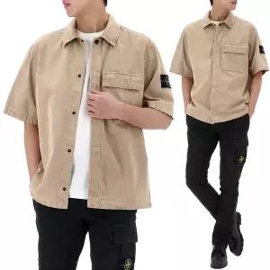 26SS 스톤아일랜드 와펜 패치 버튼 반팔 셔츠 L1S151200031 S00WN V019A