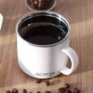 퀸센스 스텐 머그컵 스테인리스 이중컵 캠핑 커피잔 손잡이컵