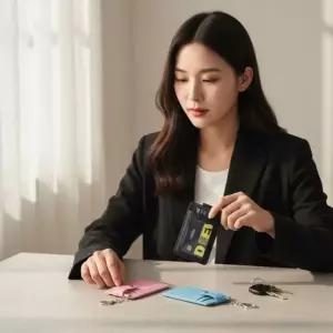 소가죽 카드지갑 목걸이형 카드포켓 슬림형 케이스 카드홀더