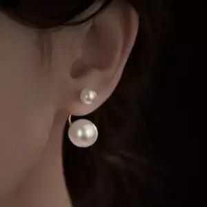 드롭 라인 더블 진주 귀걸이 볼 포인트 이어링 연출 투웨이착용