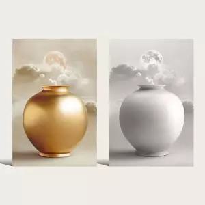 거실 인테리어 풍수 달항아리 400x600 황금 아크릴 액자 현관 그림