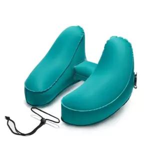 휴대용목베개 목베개 여행 에어 릴렉스 목쿠션(블루그린) 기내용 휴대용목배게