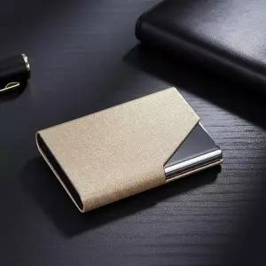 [셀러에이드]명함 정리 케이스 심플 디자인 라이트 골드 색상 비즈니스 필수