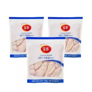 올품 IQF 닭가슴살 슬라이스 1kg 3봉