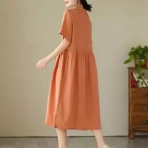 여성 루즈핏 빅사이즈 여름 카라 셔츠 롱 원피스 린넨