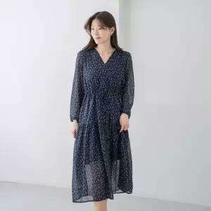 [마담4060]엄마옷 마담4060 잔꽃셔링 중년여성 데일리 롱 원피스 -ROP2603005-..