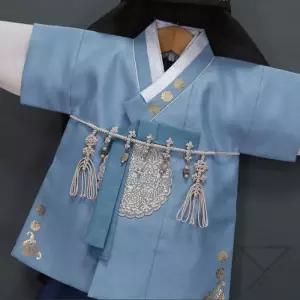 [한설한복]한설한복H5690 반팔 연하늘 용수 고급 남아 아동한복