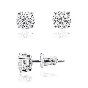 실버 3부 랩 그로운 다이아몬드 다이아 귀걸이 웨딩 4발