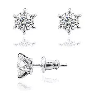 실버 3부 랩 그로운 다이아몬드 다이아 귀걸이 웨딩 클래식 6발