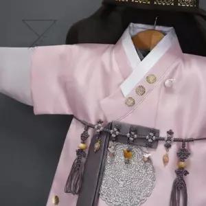 [한설한복]한설한복H5689 반팔 연핑크 용수 고급 남아 아동한복