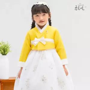 [금동이한복]AW238 여노랑리본꽃 아동한복 여아한복