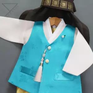 [한설한복]한설한복H5687 귀여움이두배 물빛하늘 아동남아한복