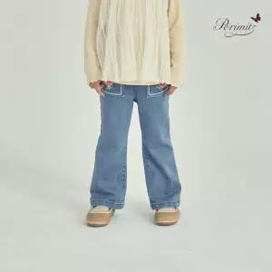 [페리미츠]페리미츠 초등여아 자수 벨버텀데님팬츠 유아 키즈부츠컷청바지 P2531Q260_