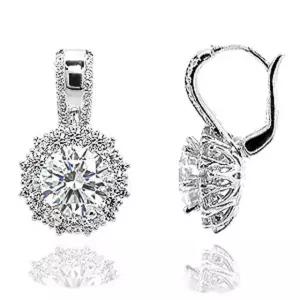 1캐럿 모이사나이트 다이아몬드 다이아 귀걸이 웨딩 원터치 마리안느