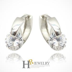 실버92.5 은귀걸이 깜찍_예쁜(HR)실버 원큐빅 원터치 귀걸이(NO.32926)