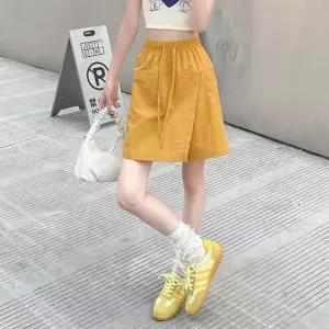 트렌디 스타일 베이직 여성 여름 팬츠 허리밴딩 치마바지 반바지