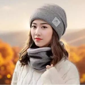 부드러운 니트 마운틴 모자 넥워머 세트 겨울 비니 패션 스포츠